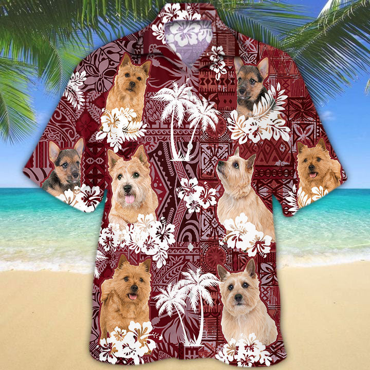 Norwich Terrier Hawaiian Shirt/ Dog Hawaii Aloha Shirt Tribal Pattern