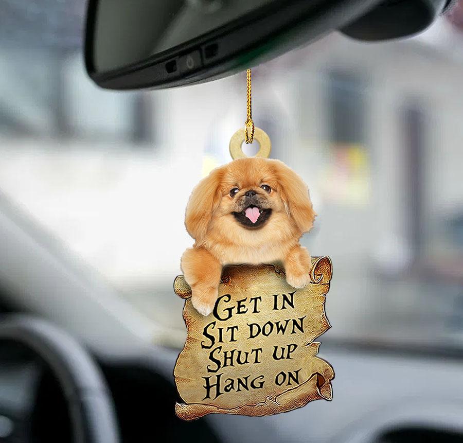 Pekingese get in two sided ornament/ car hanging interior ornaments