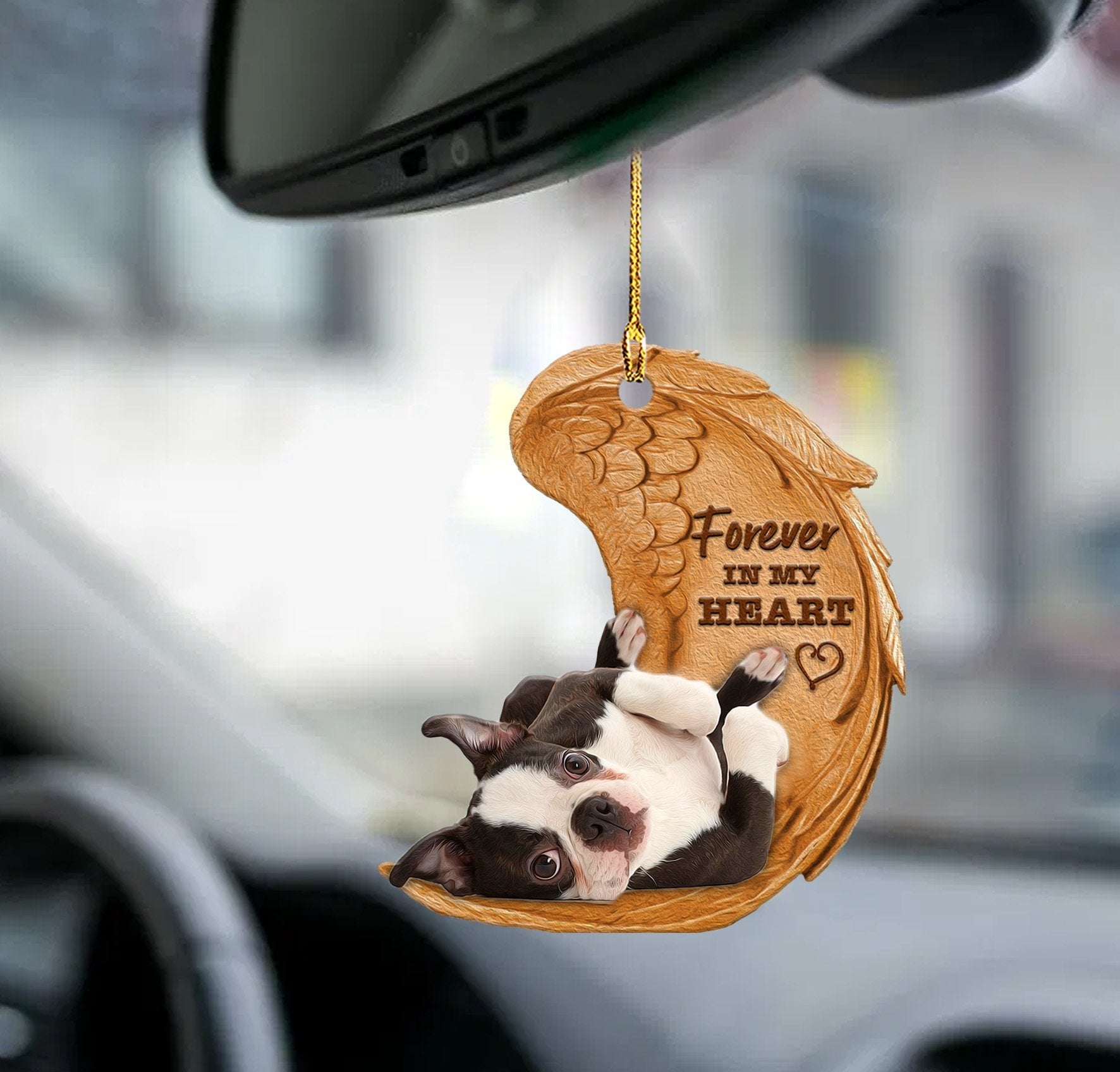 Boston Terrier Forever In My Heart Hanging Ornament Dog Ornament Coolspod