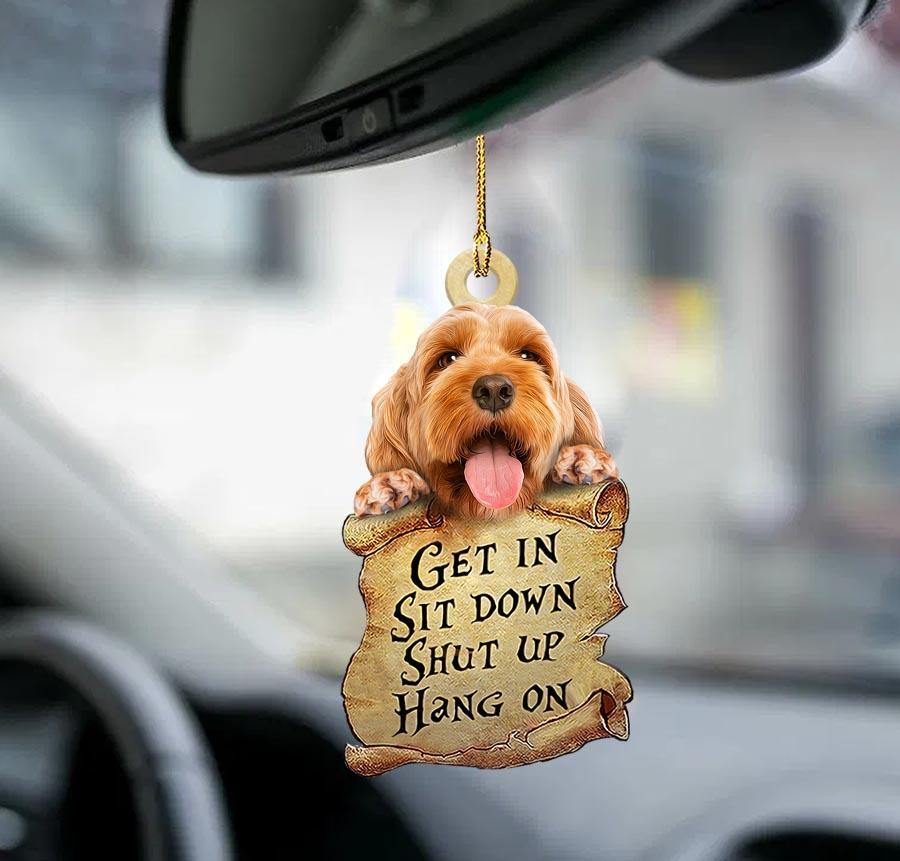 Cockapoo get in two sided ornament/ best ornament for car
