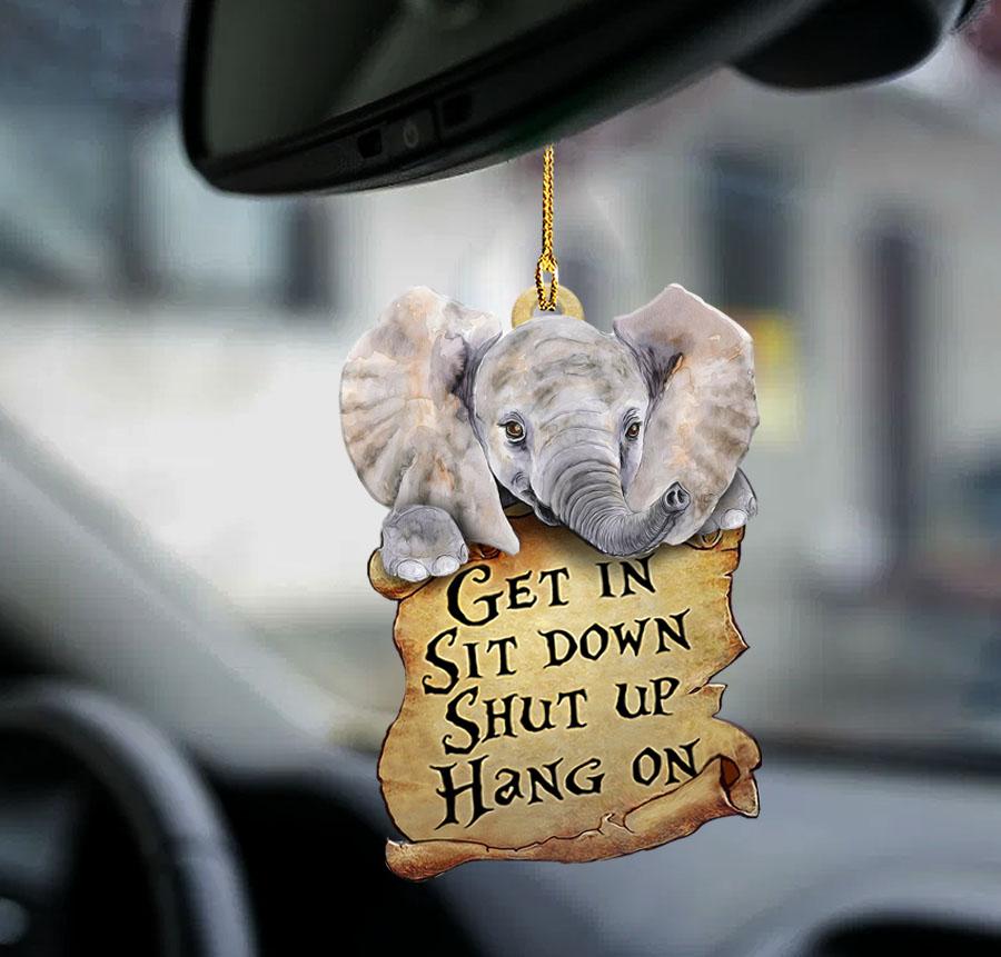 Elephant get in elephant lover two sided car hanging ornament