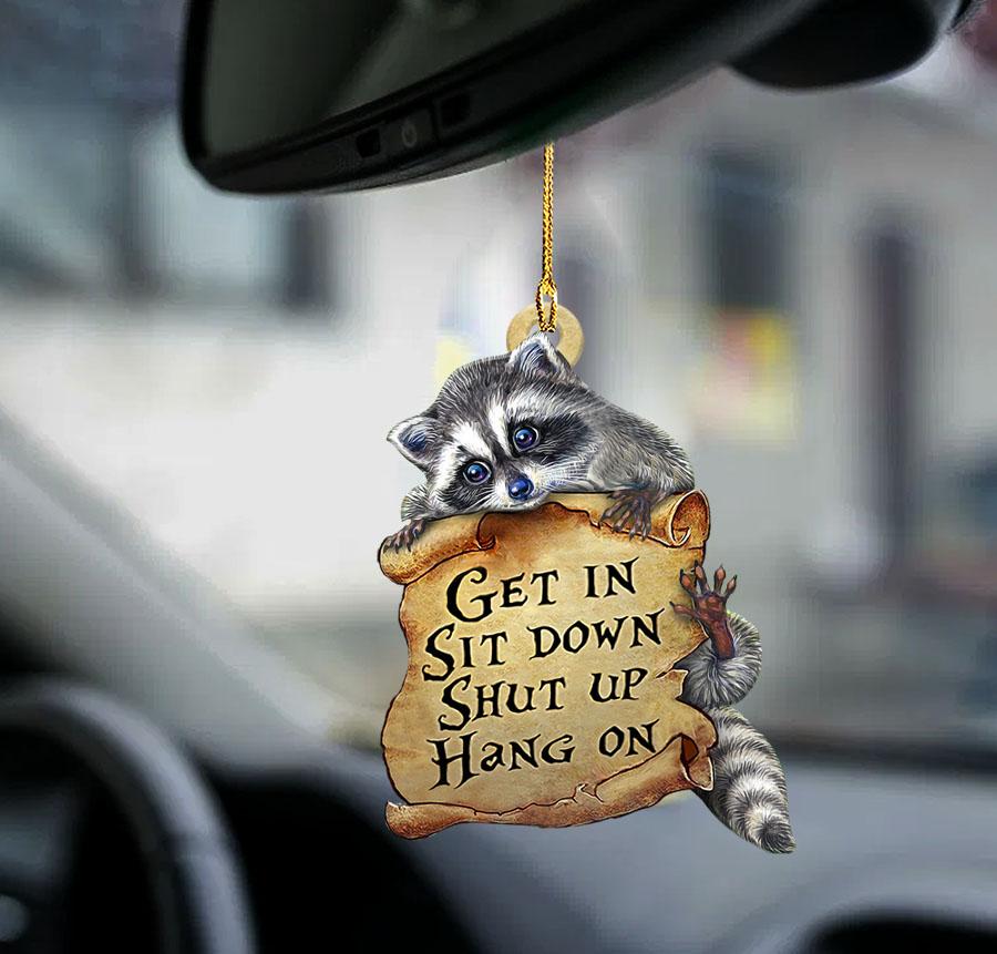 Raccoon get in raccoon lover two sided car interior ornament