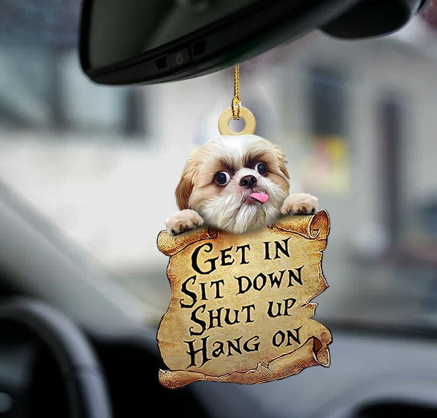 Shih tzu get in two sided ornament/ Cute Dog Ornaments For Car