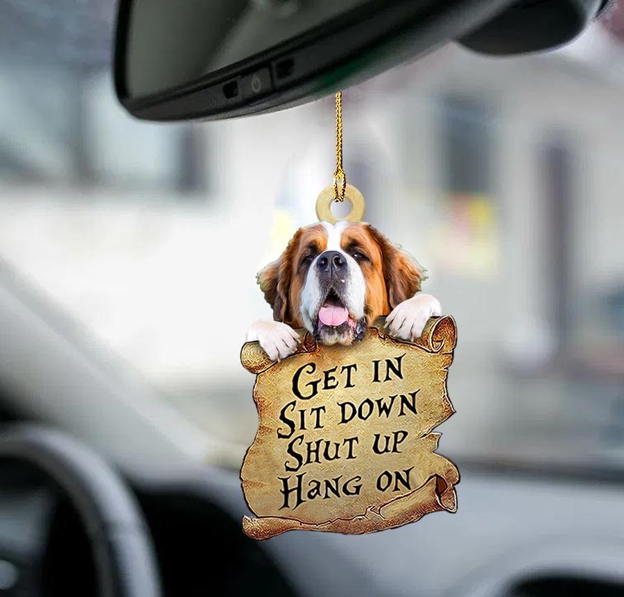 St bernard get in two sided ornament/ best car ornament for dog lovers