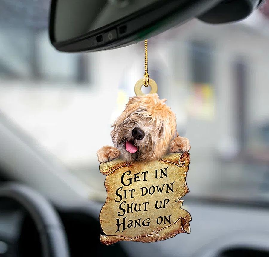 Wheaten Terrier get in two sided ornament/ cute ornaments gift for new car