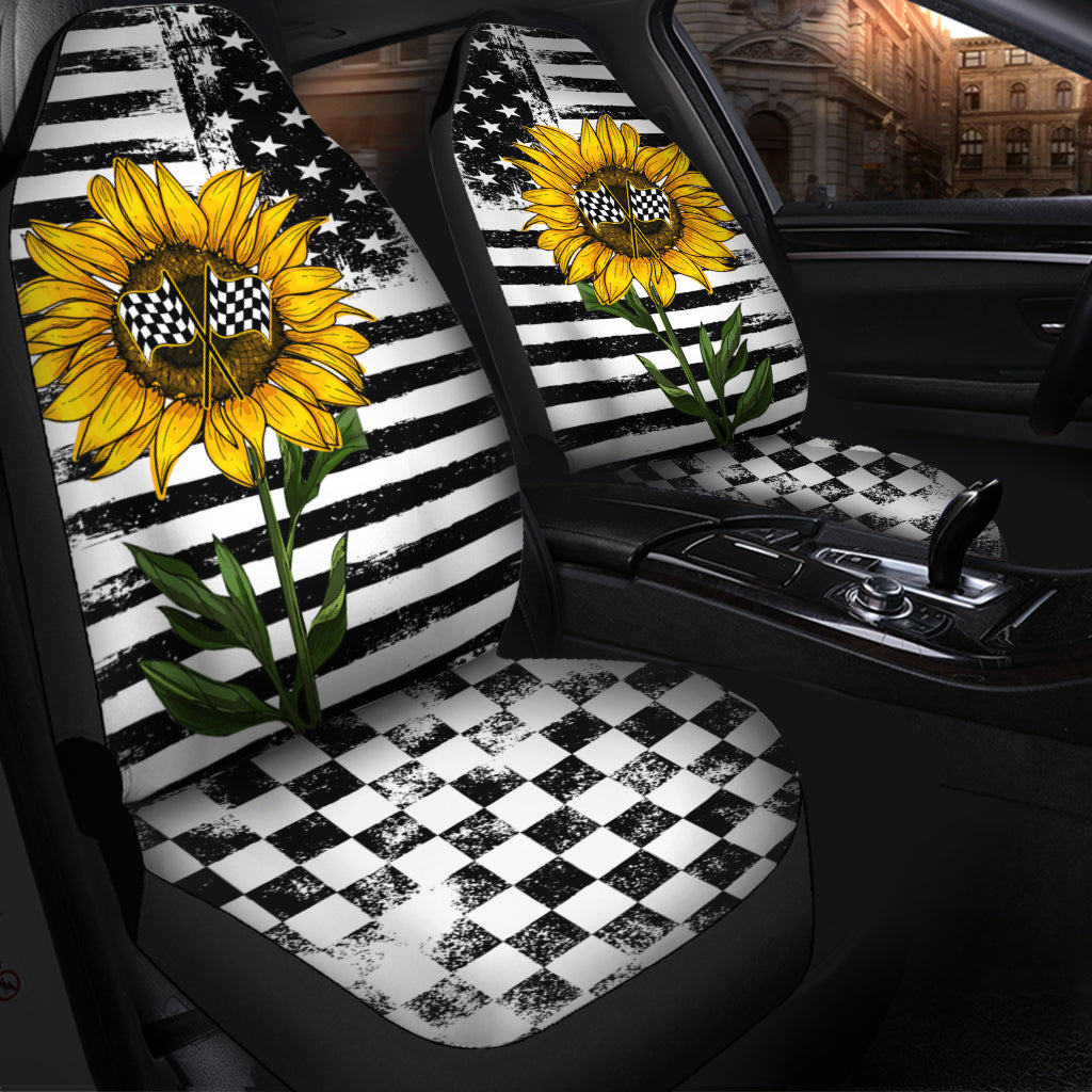 Racing Car Seat Covers American Flower Pattern On Front Car Seat Covers For Winter