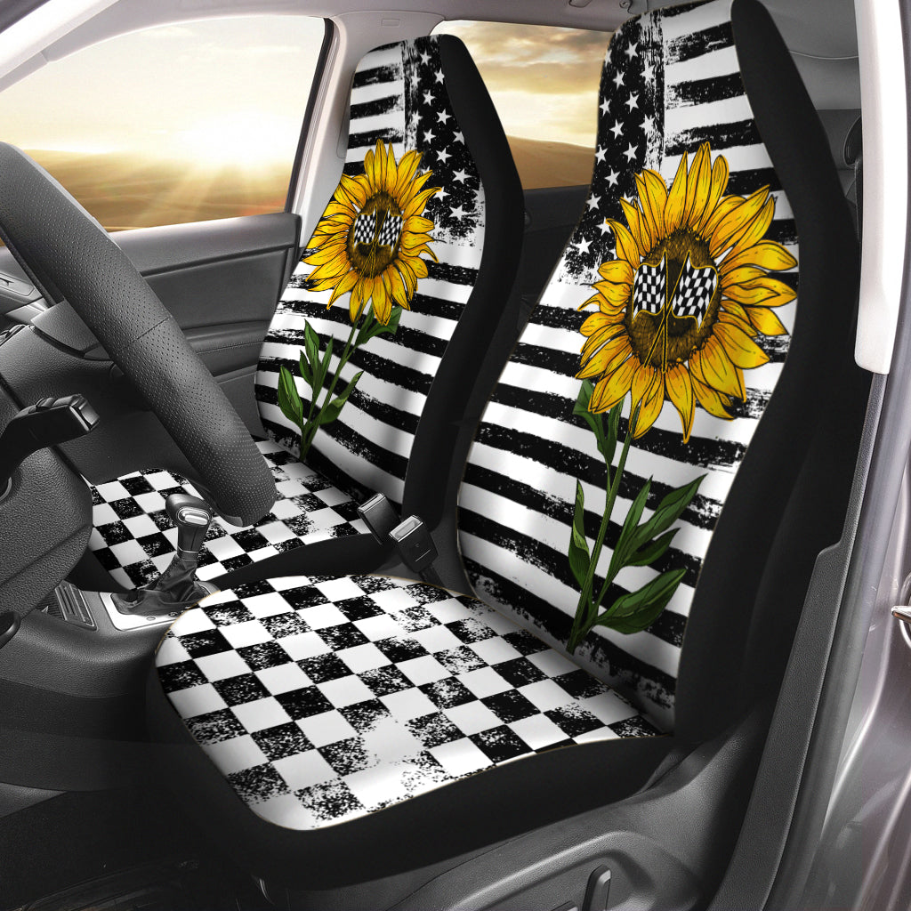 Racing Car Seat Covers American Flower Pattern On Front Car Seat Covers For Winter