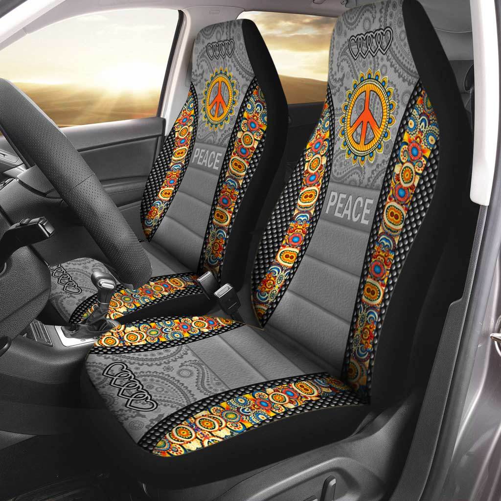 Peace And Pure Hippie Seat Covers For Auto Car/ Hippie Front Car Seat Covers