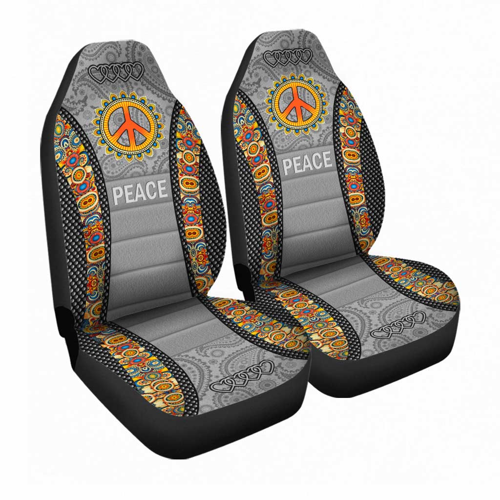 Peace And Pure Hippie Seat Covers For Auto Car/ Hippie Front Car Seat Covers