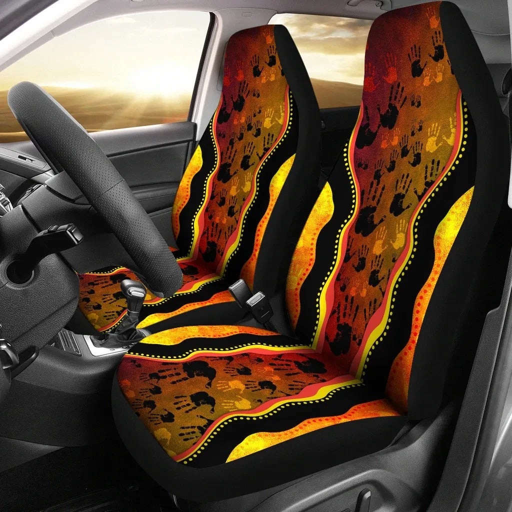 Aboriginal Golden Style 3D Print Front Car Seat Covers