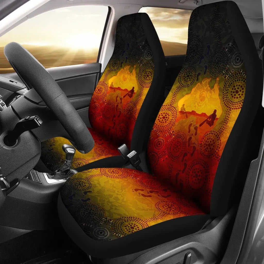 Aboriginal Map Didgeridoo 3D Print Front Car Seat Covers