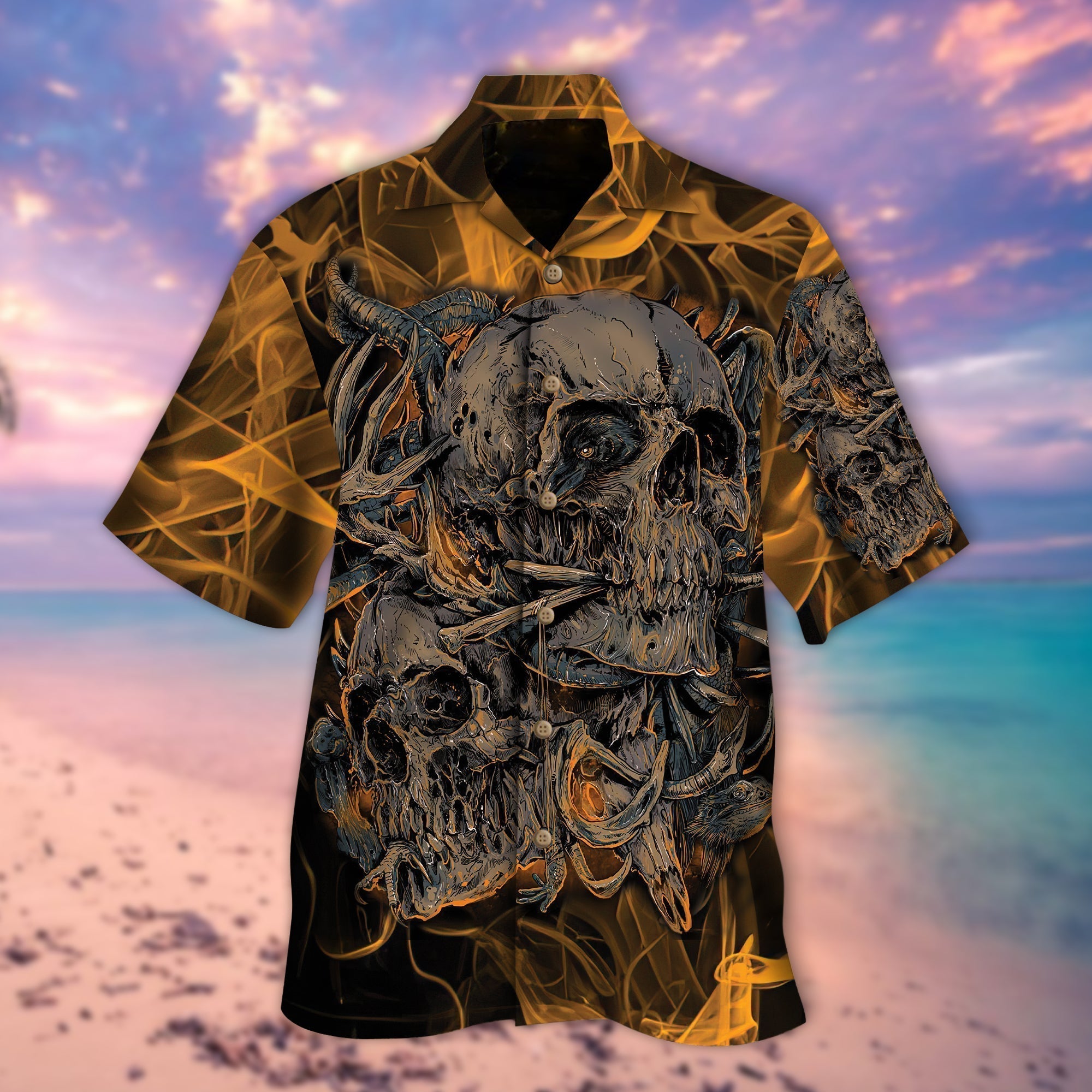 Smoking Skull All Over Printed Hawaiian Shirt Men Women Skull Aloha Shirts