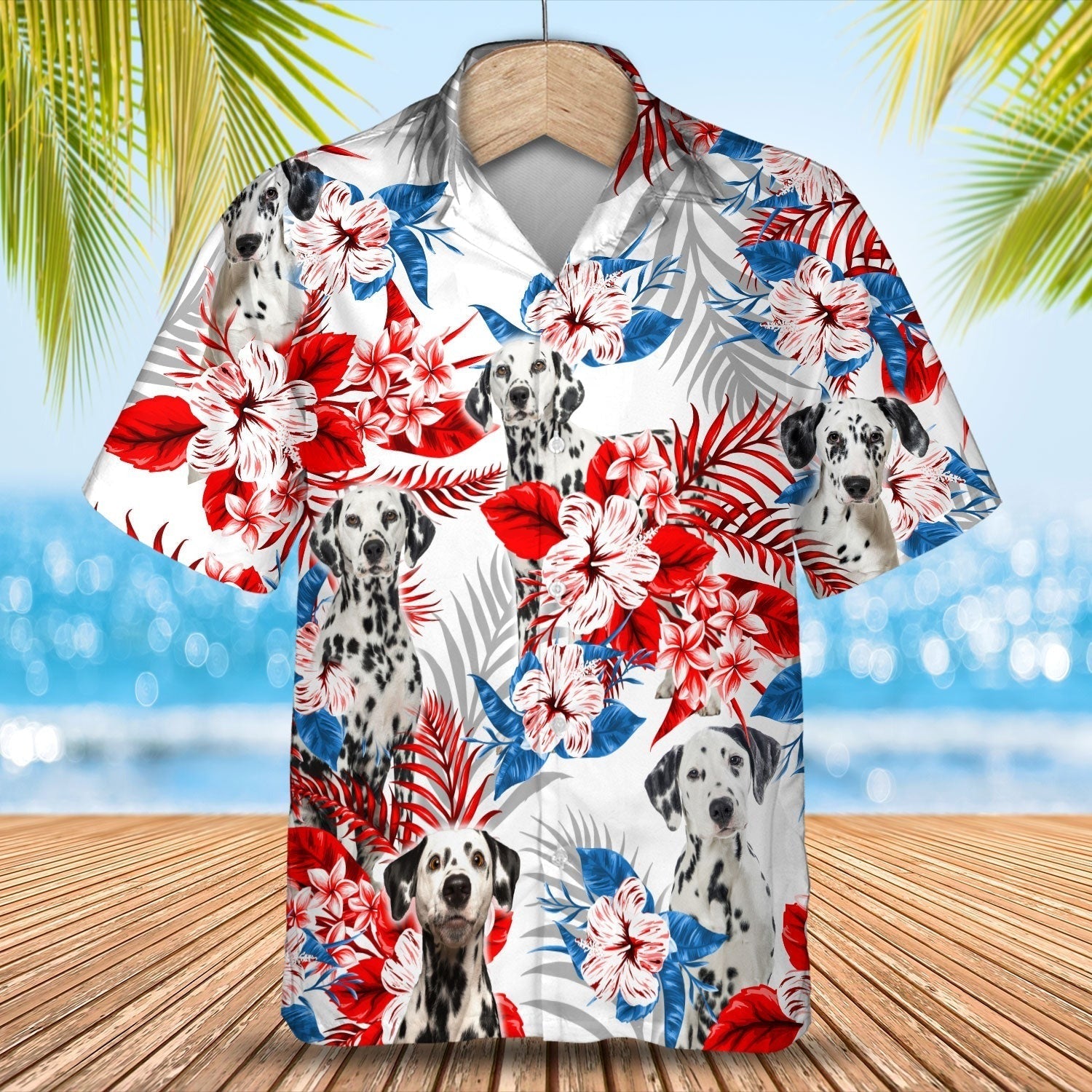 Dalmatian Hawaiian Shirt For Summer/ Dog Hawaii Aloha Shirt Short Sleeve/ Gift For Dalmatian Lovers