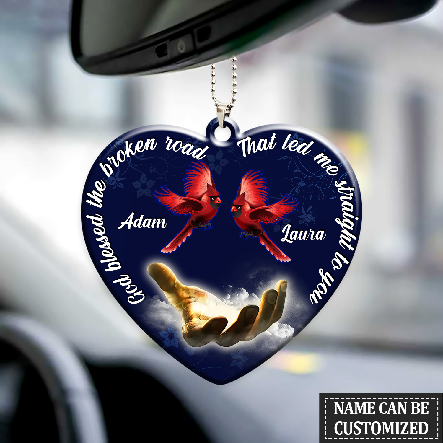 Personalized God Blessed Cardinal Couple Christian Ornament/ Memorial Car Hanging Ornament
