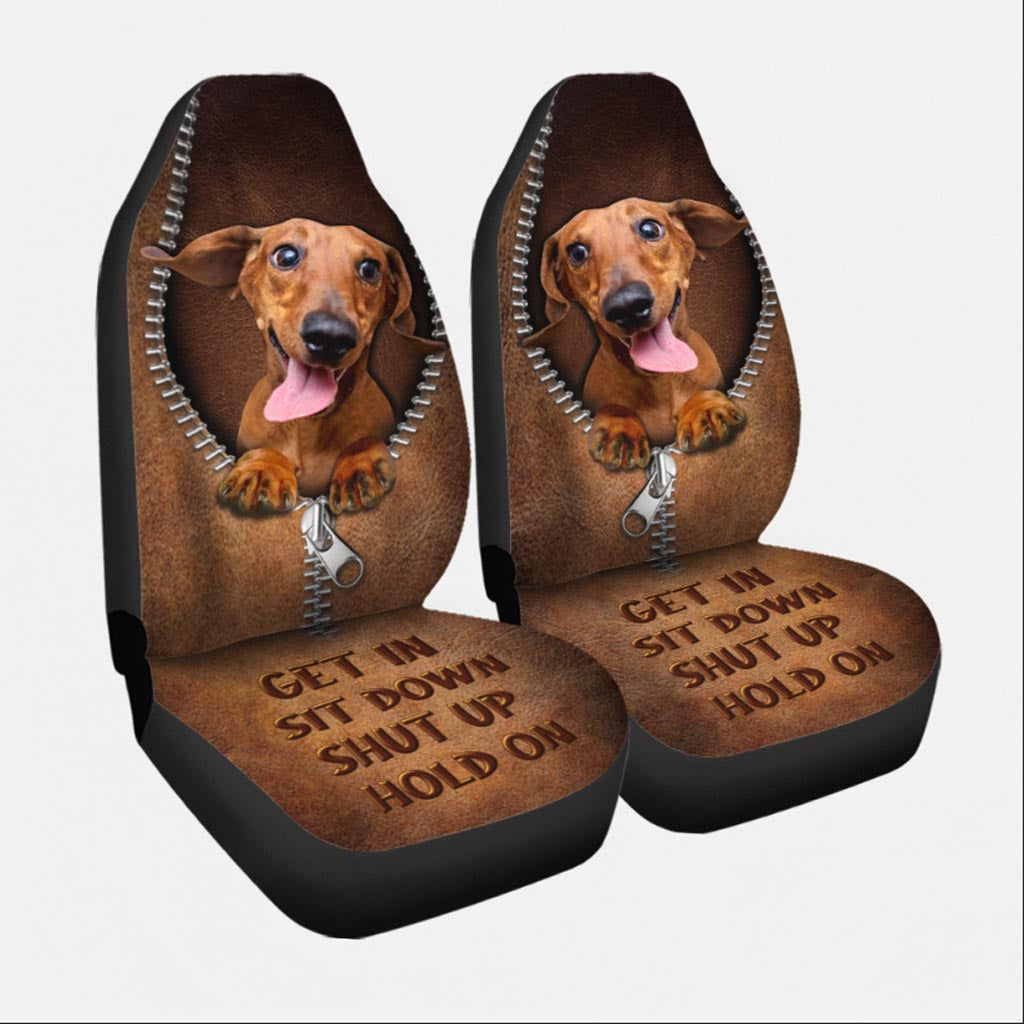 Dog Full Print On Car Seat Cover/ Get In Sit Down Shut Up Hold On/ Dachshund Seat Covers For Cars
