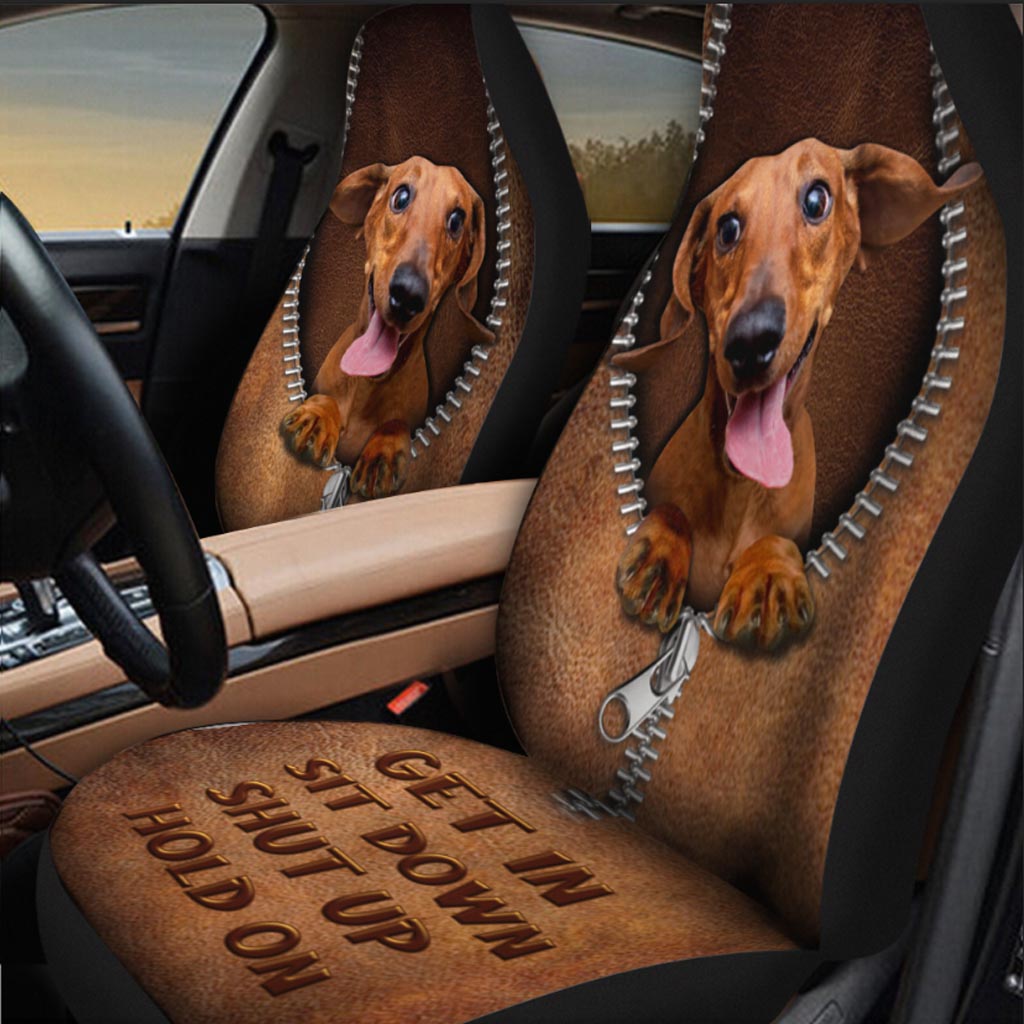 Dog Full Print On Car Seat Cover/ Get In Sit Down Shut Up Hold On/ Dachshund Seat Covers For Cars