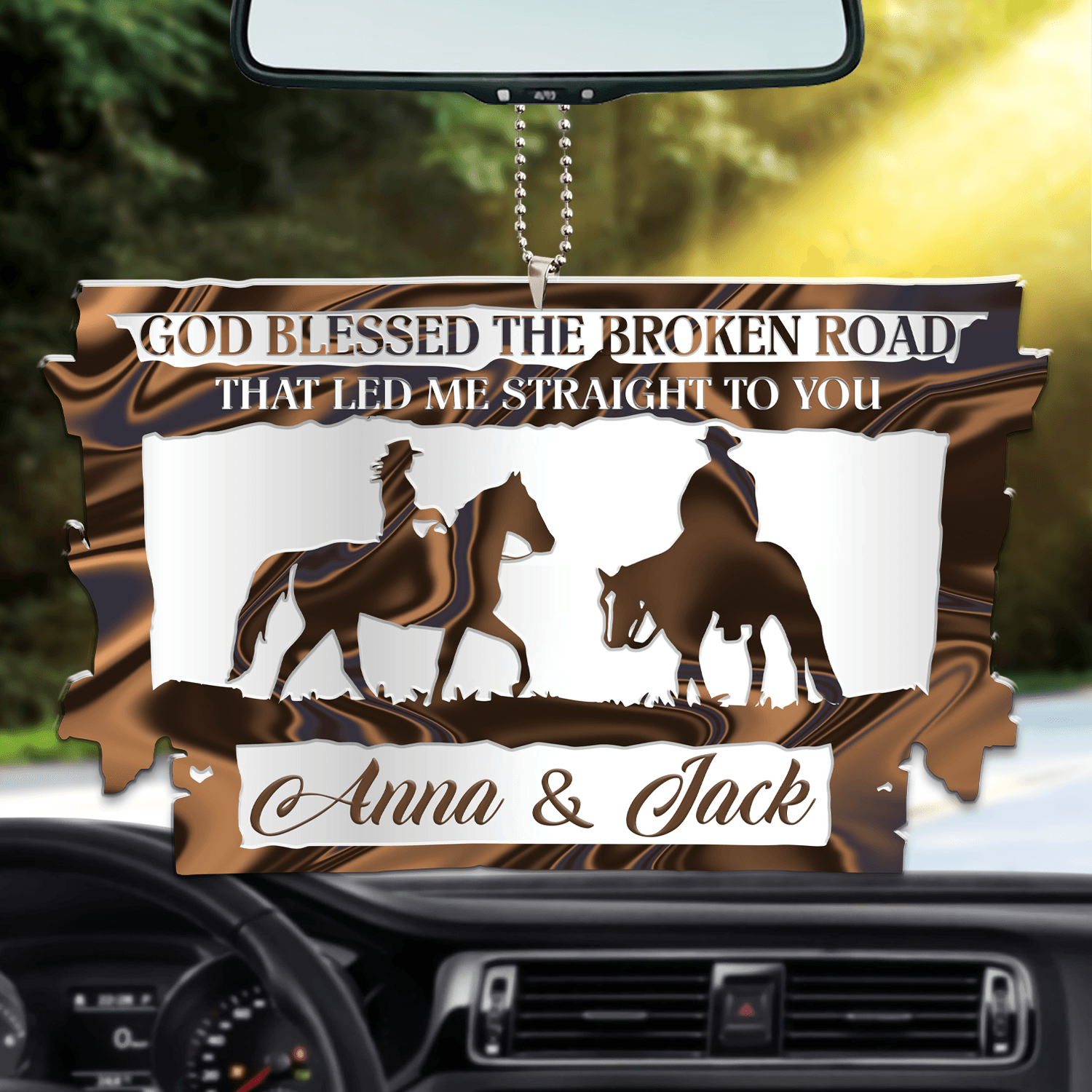 Cowboy Couple In Barn God Blessed Personalized Ornament/ Couple Car Hanging Ornament