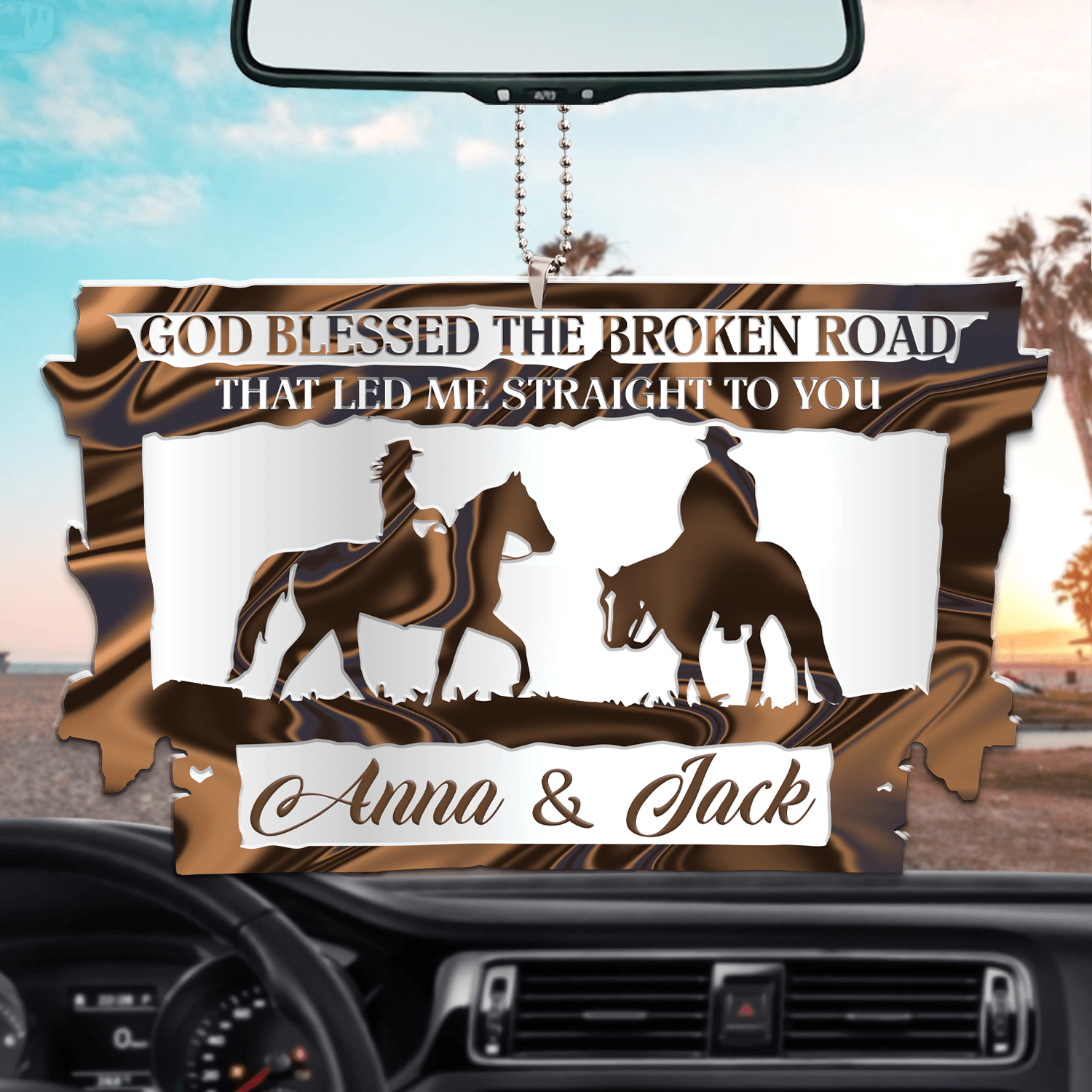 Cowboy Couple In Barn God Blessed Personalized Ornament/ Couple Car Hanging Ornament