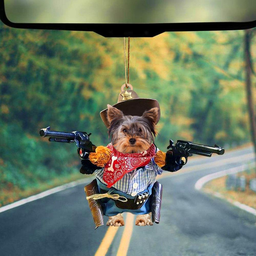 Yorkshire Terrier Hanging Ornament Dog Ornament Cowboy Cowgirl Dog Lover Gift