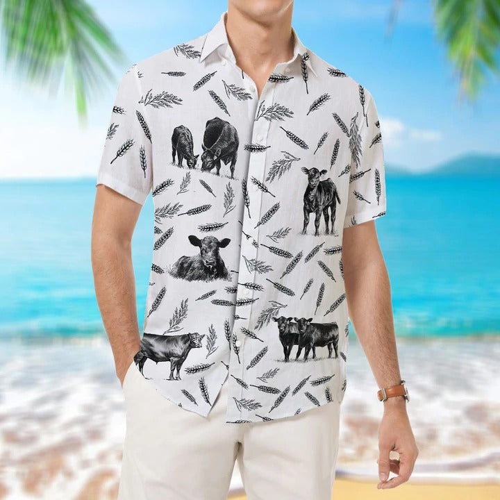 Cattle Pattern - Hawaiian Shirt/ Unisex Print Aloha Short Sleeve Casual Shirt/ Cow Hawaiian Shirt