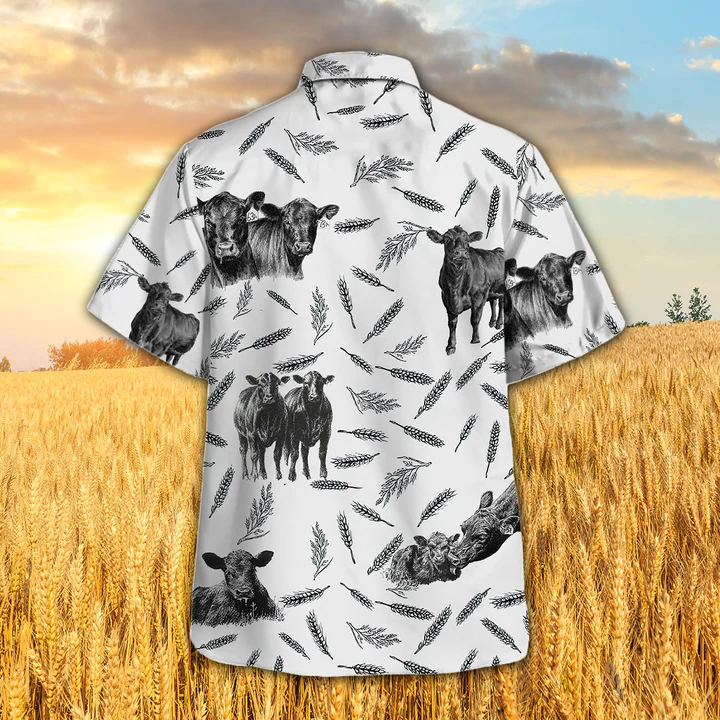 Black Angus Pattern - Hawaiian Shirt/ Animal Farm Cow Hawaiian Shirts For Men/ women