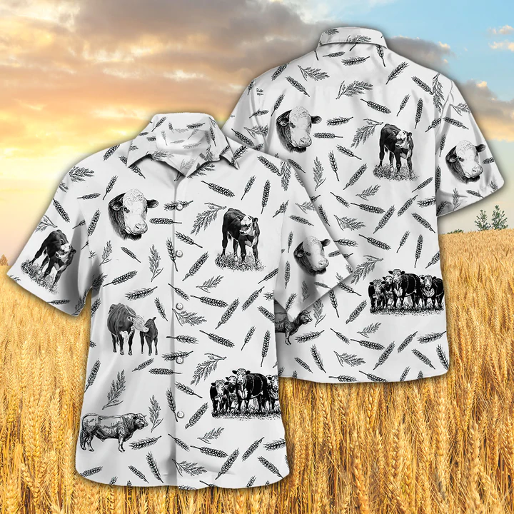 Hereford Cattle Pattern Hawaiian shirt/ Animal Farm Cow Hawaiian Shirts For Men/ women