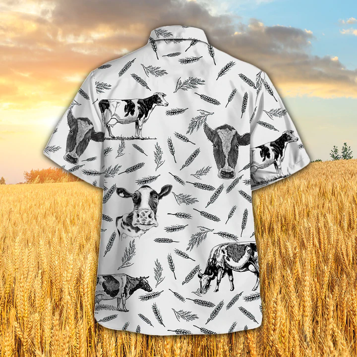 Hostein Pattern Hawaiian Shirt/ Cow Aloha Shirts/ Gift for cow lovers