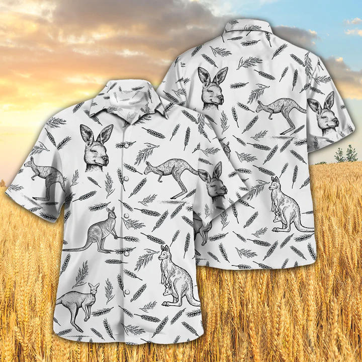 Kangaroo Pattern - Hawaiian Shirt/ Kangaroo Aloha Shirts/ Gift for Kangaroo lovers