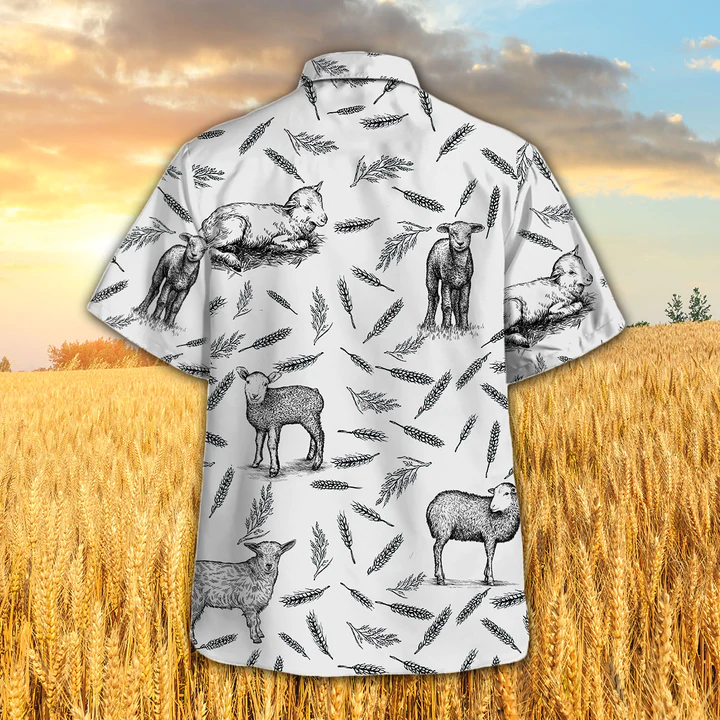 Lamb Pattern Hawaiian Shirt for Men/ Women