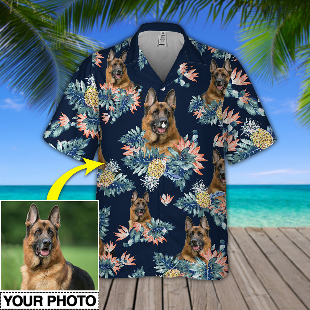 Custom Your Photo Dog Pineapple Hawaiian Shirt/ Personalized Hawaiian Shirt for Men Women/ Dog Cat Lover Shirt