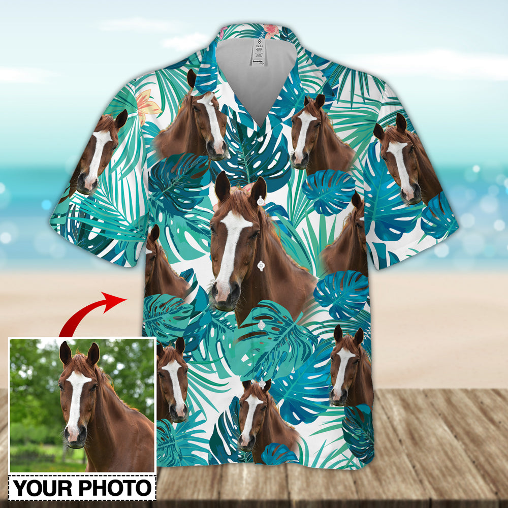 Custom Horse Image Seamless Hawaiian Shirt/ Personalized Hawaiian Shirt for Men Women/ Shirt for Horse Lover