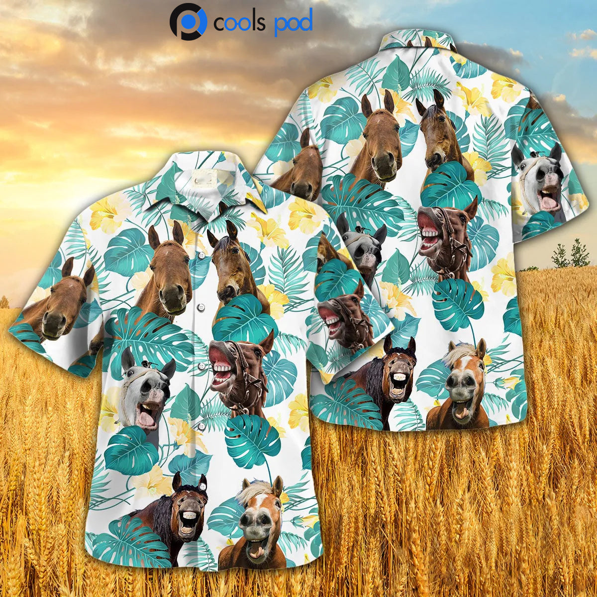 Horse In Tropical Leaves Pattern Hawaiian Shirt/ Horse Hawaii Shirt/ Horse Lover Gifts