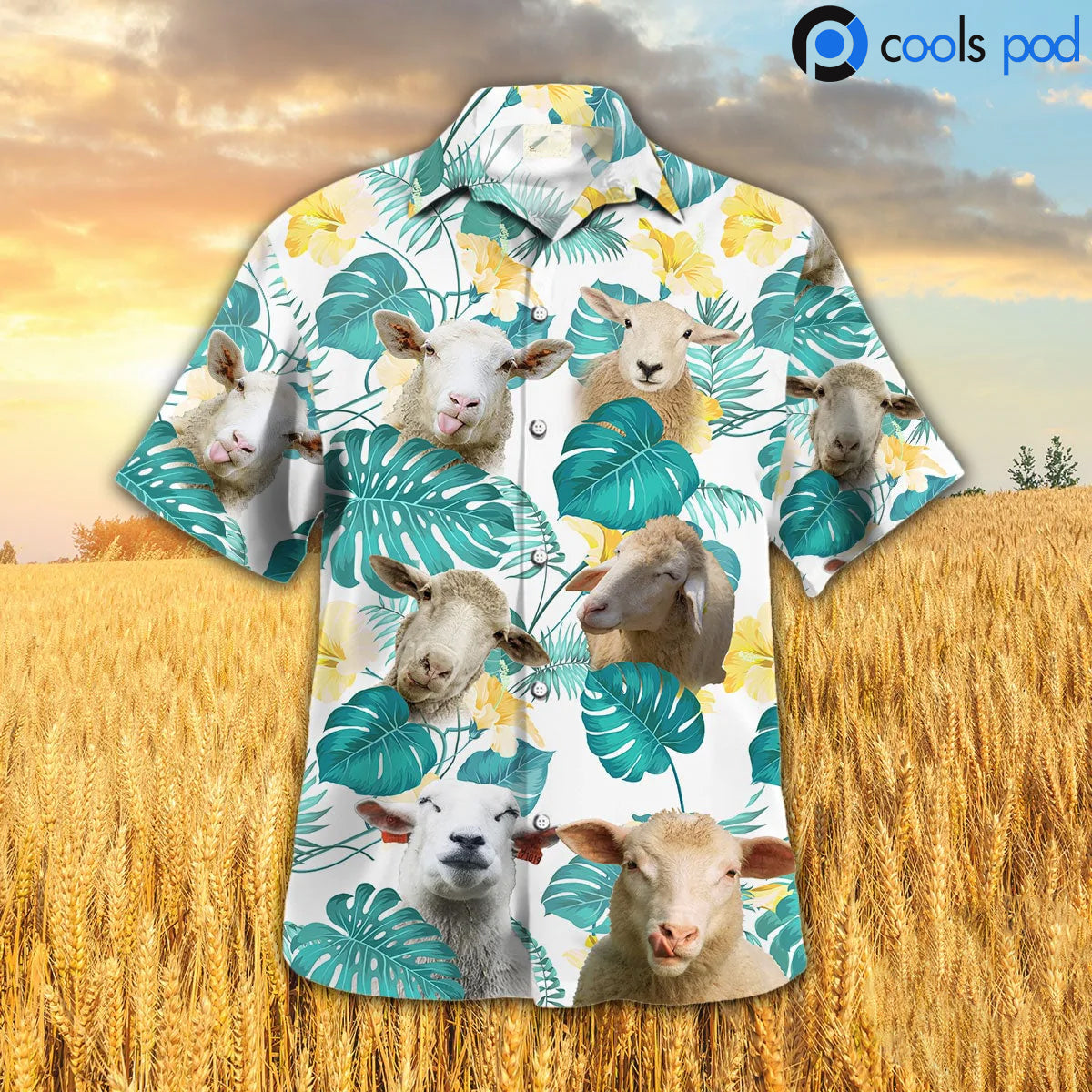 Sheep In Tropical Leaves Pattern Hawaiian Shirt/ Sheep Hawaiian Shirt Men Women