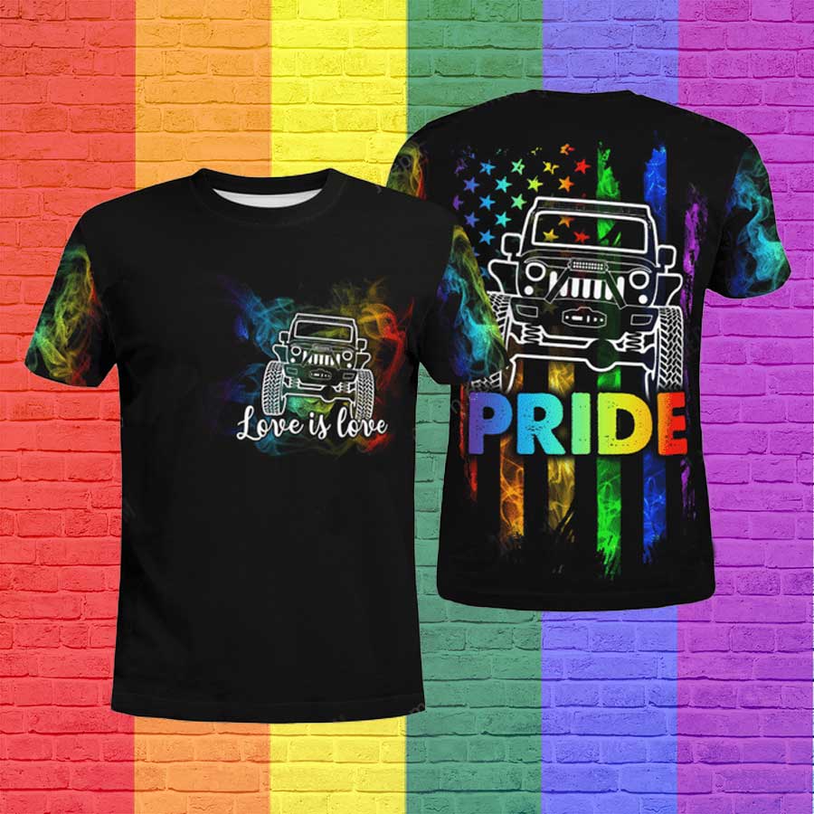 Pride Rainbow Jee Car 3D T Shirt For Gaymer/ Gift For Gay Friend/ 3D Lgbt Shirt For Pride Month/ Love Is Love 3D Tshirt