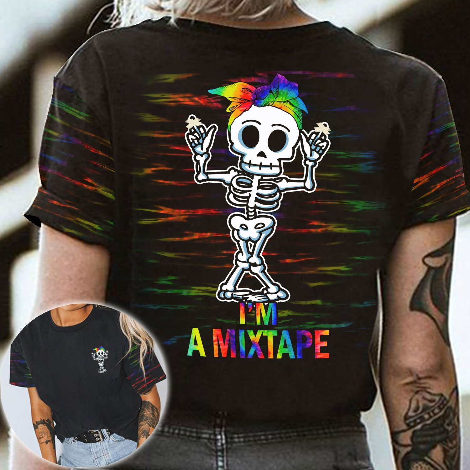 LGBT Skeleton T Shirt/ I’m A Mixtape 3D All Over Printed Shirts For LGBT Pride Month/ Lesbian Shirt