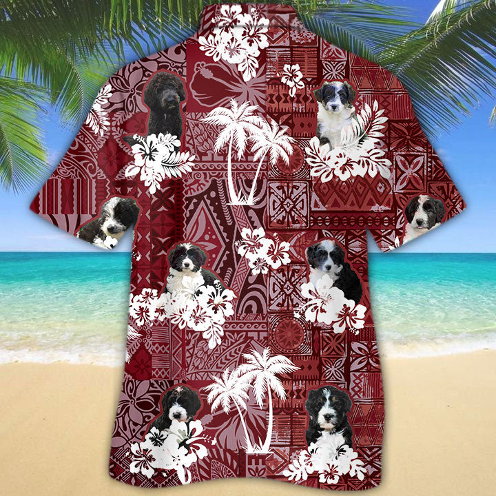 Border Doodle Hawaiian Shirt/ Dog In Hawaii Shirt Tribal Pattern/ Dog Lover Gifts