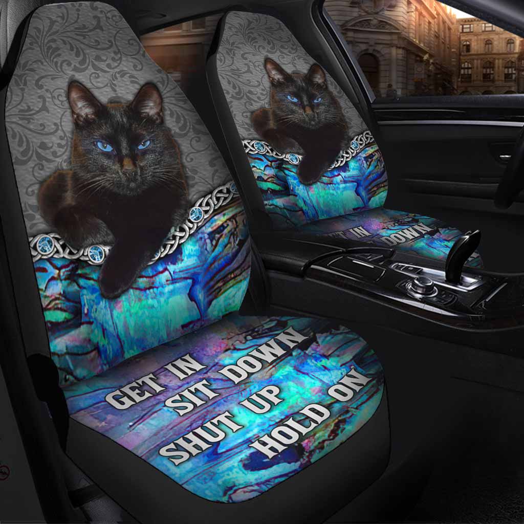 Car Seat Protector/ Get In Sit Down/ Black Cat 3D Printed On Front Car Seat Covers
