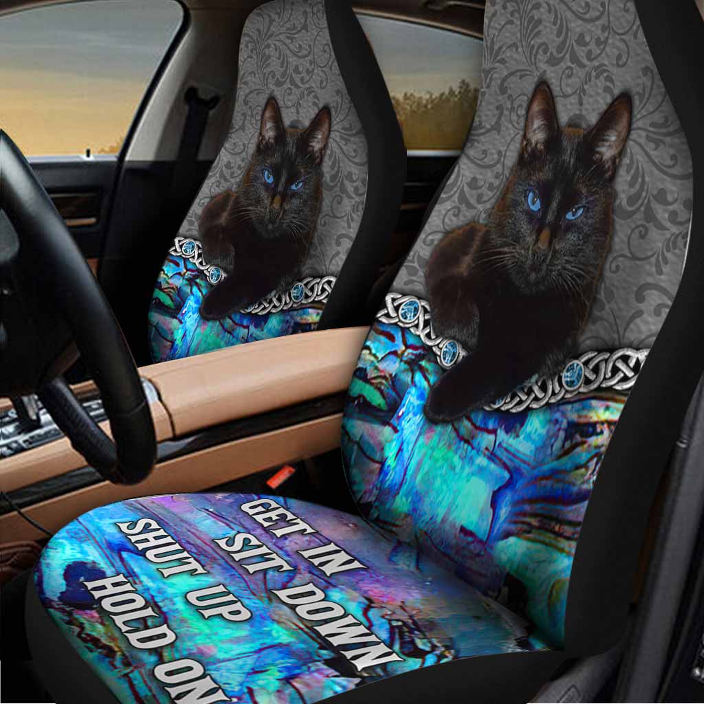 Car Seat Protector/ Get In Sit Down/ Black Cat 3D Printed On Front Car Seat Covers