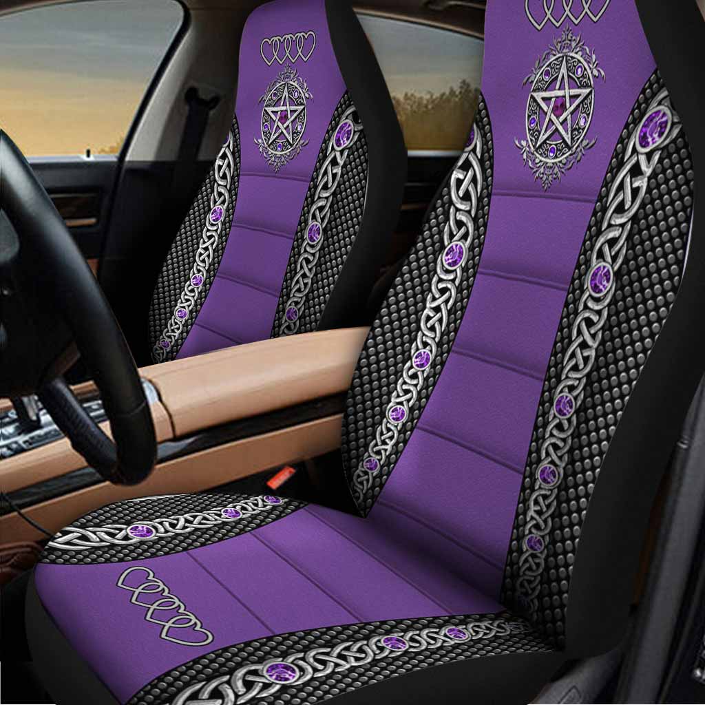 3D All Over Print Purple Front Car Seat Cover Witch Pentagram Seat Covers