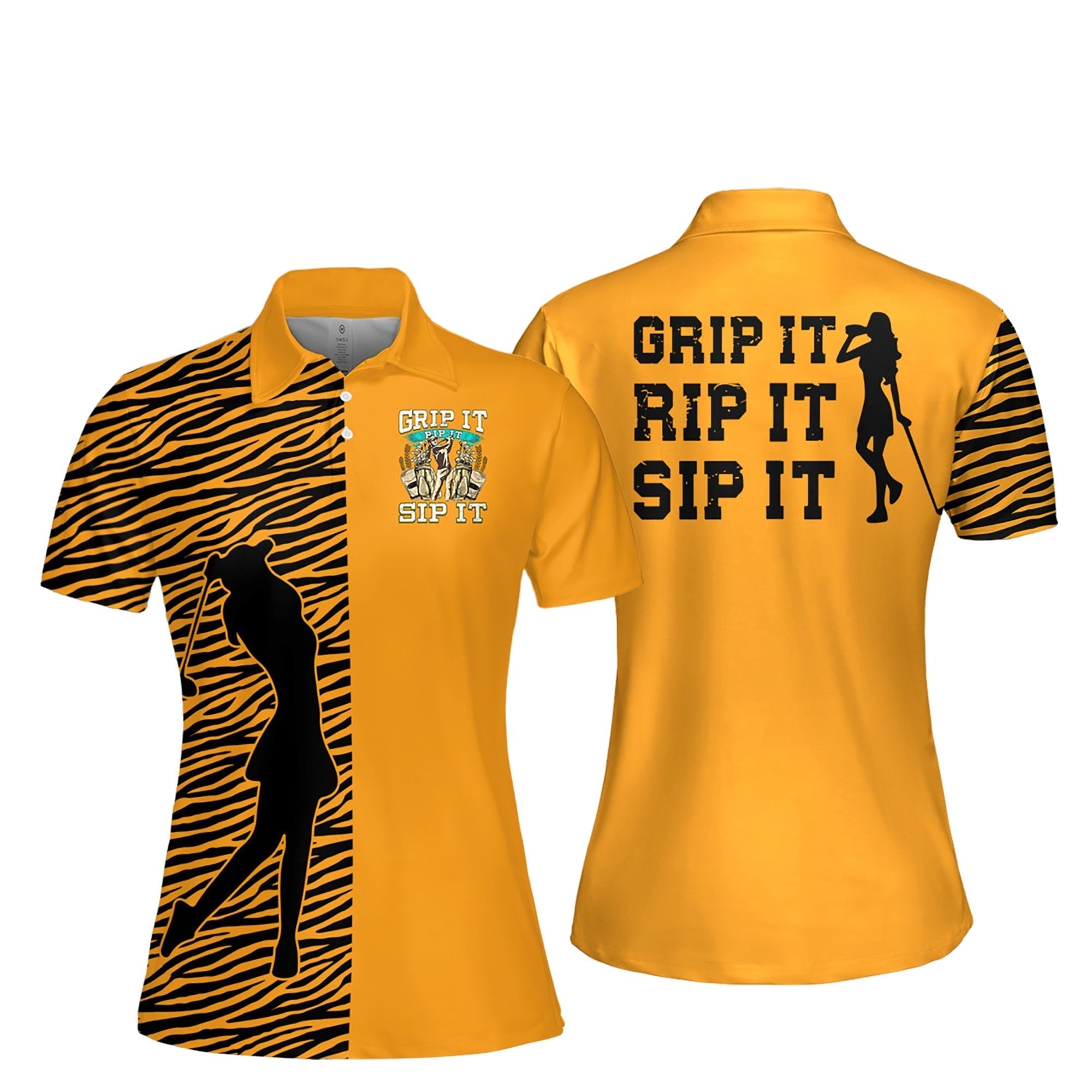 Grip It Rip It Sip It V2 Women Short Sleeve Polo Shirt Sleeveless Golf Polo Shirt