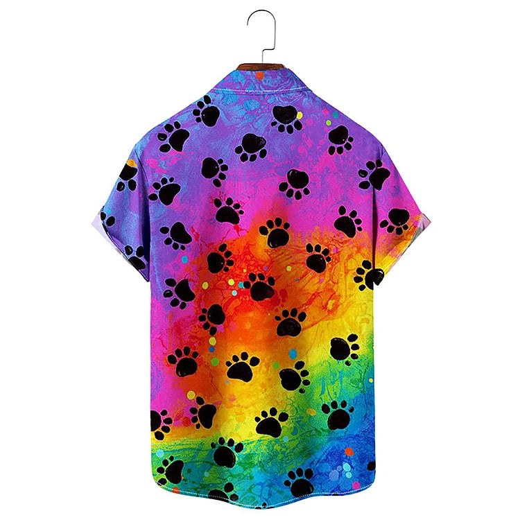 Rainbow Of Paw Print Hawaiian Shirt/ Hawaiian Shirt for men/ Gift for dog lover