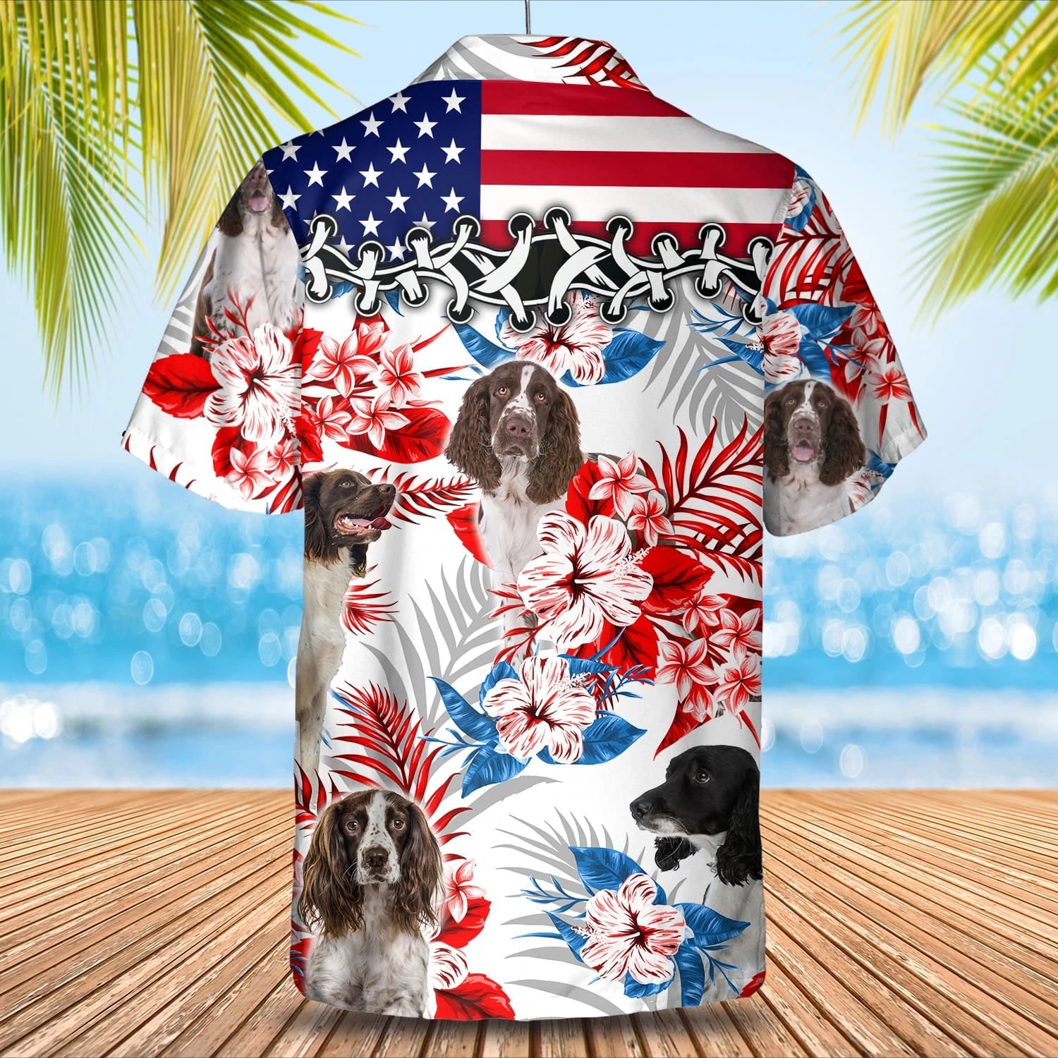 English Springer Spaniel Hawaiian Shirt/ Summer aloha shirt/ Men Hawaiian shirt/ Gift for summer