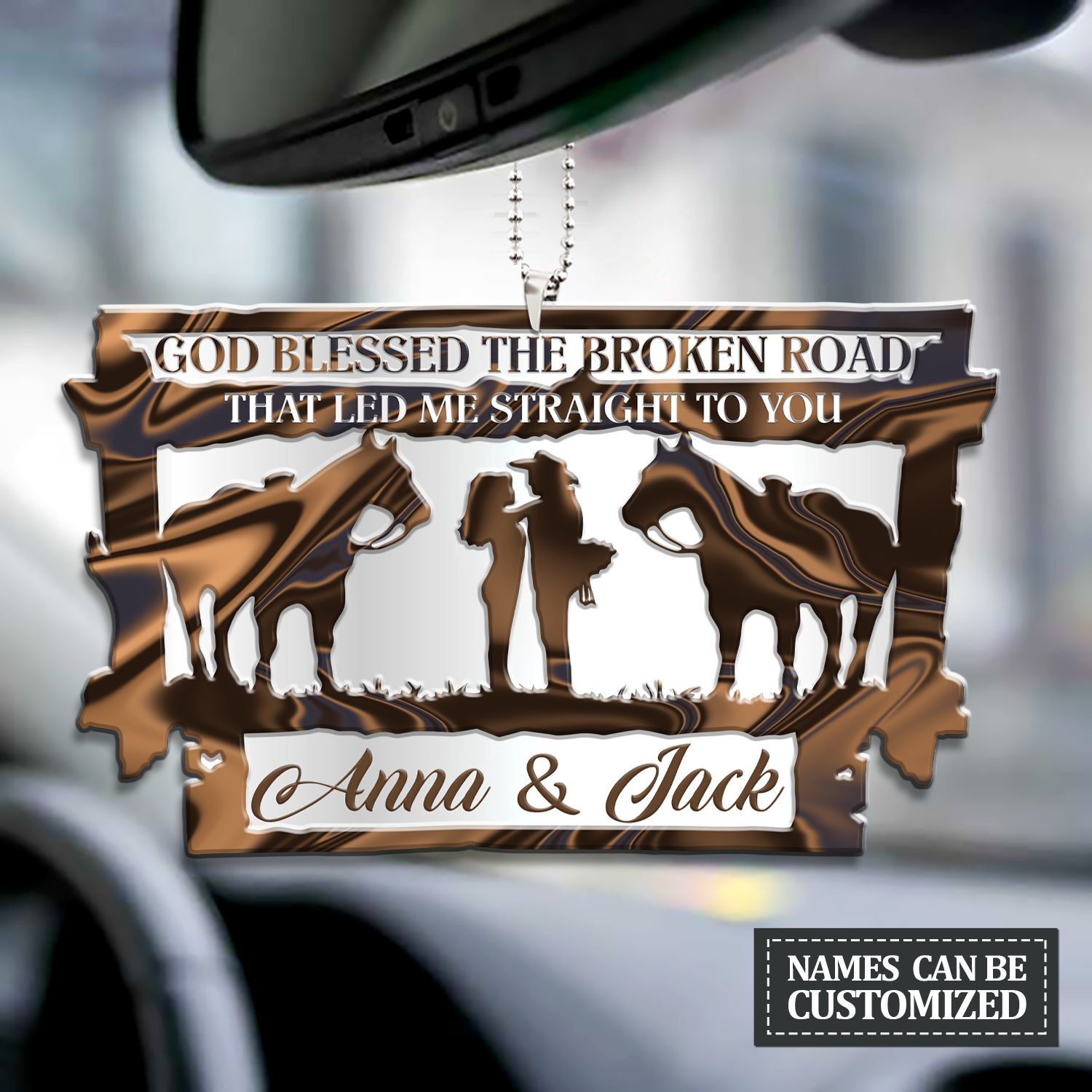 Horse Love God Blessed Personalized Ornament For Couple/ Valentine Car Hanging Ornament/ Ornament Gift For Wife Husband