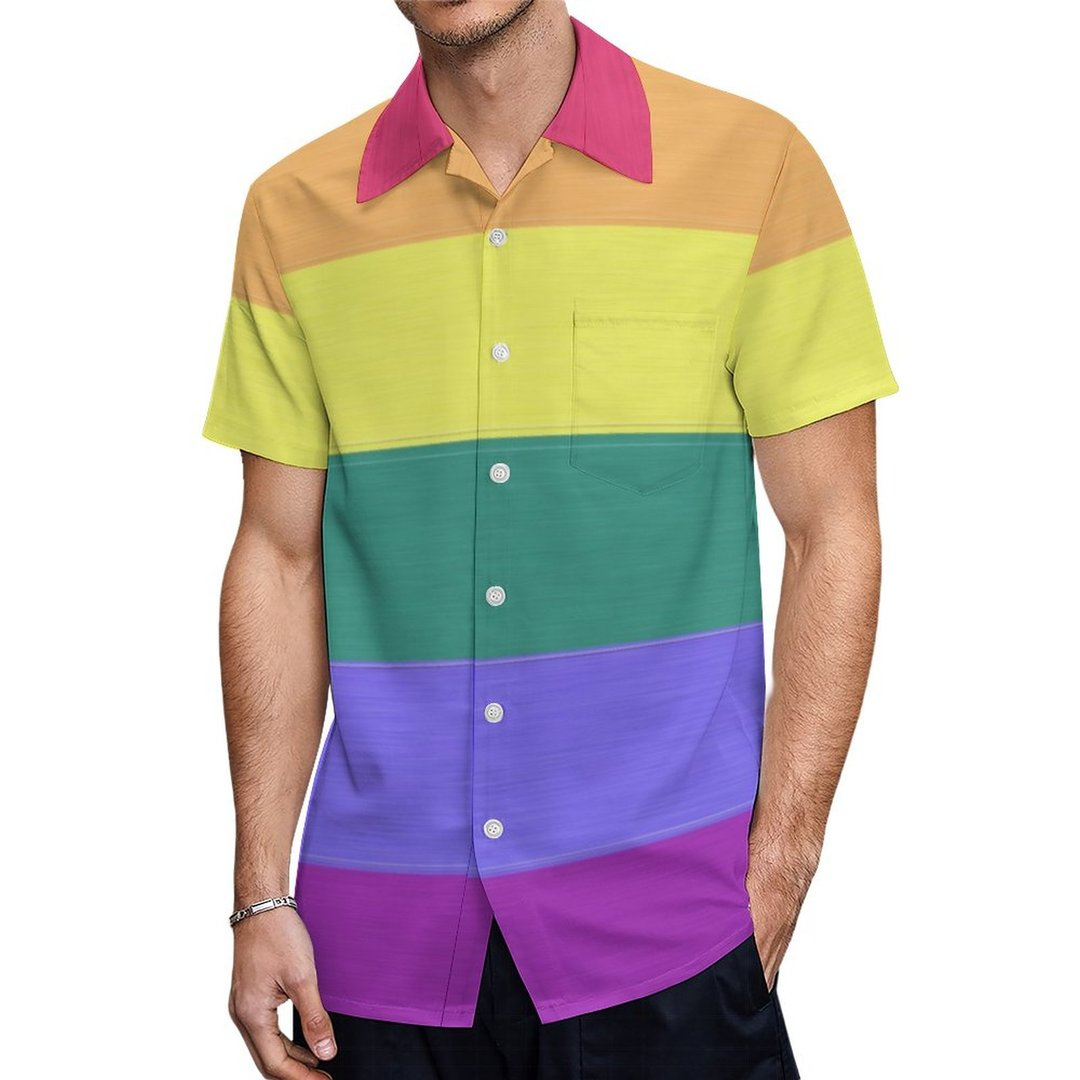 Lgbt Pride Rainbow Flag Pattern Proud Lgbtq Hawaiian Vintage Shirt Mens Button Down Tropical Hawaii Beach Shirts