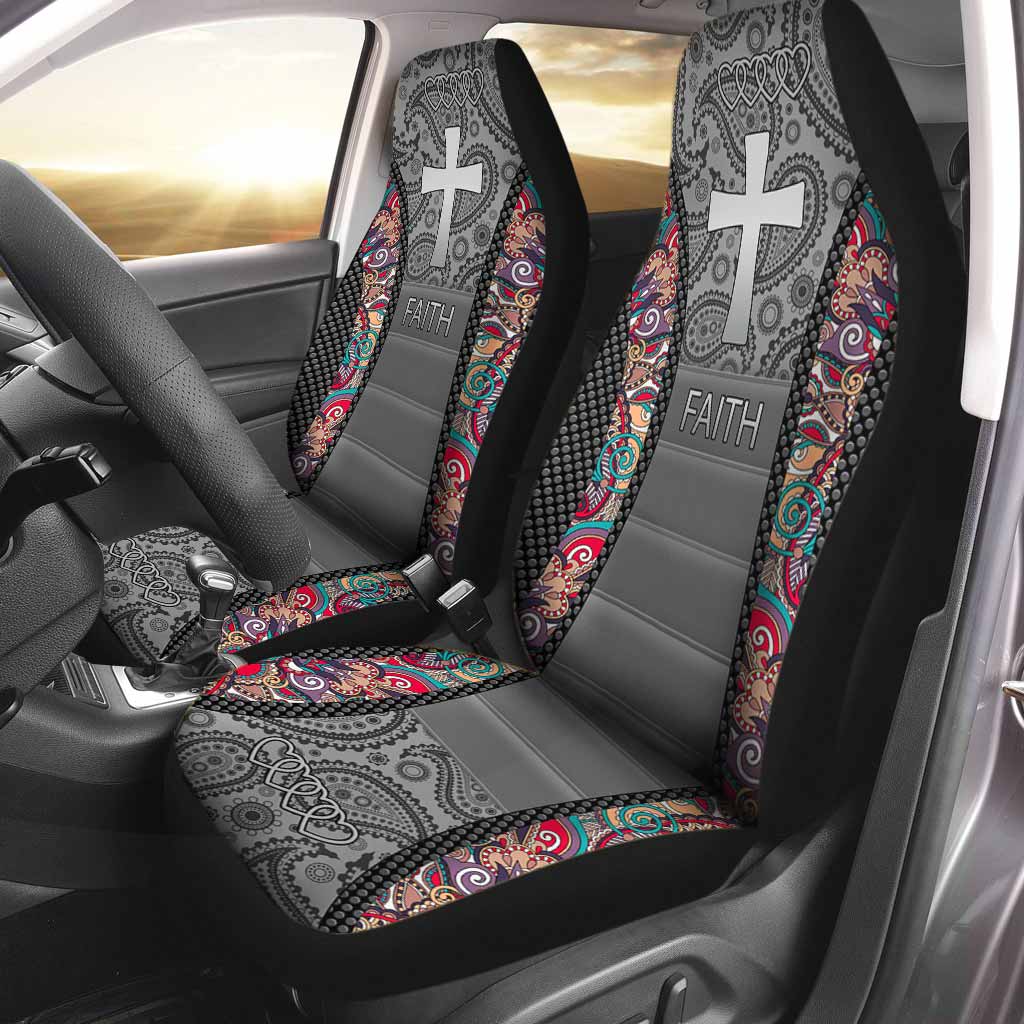 3D All Over Printed Faith Seat Covers Faith Over Fear Car Seat Covers