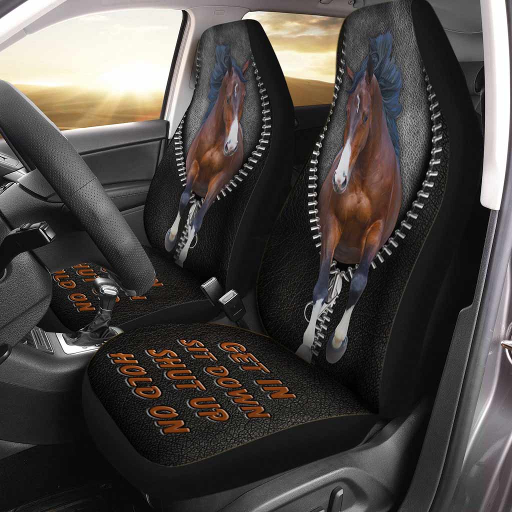 3D Horse Car Seat Cover/ Get In Sit Down Shut Up Hold On/ Horse Seat Covers With Leather Pattern
