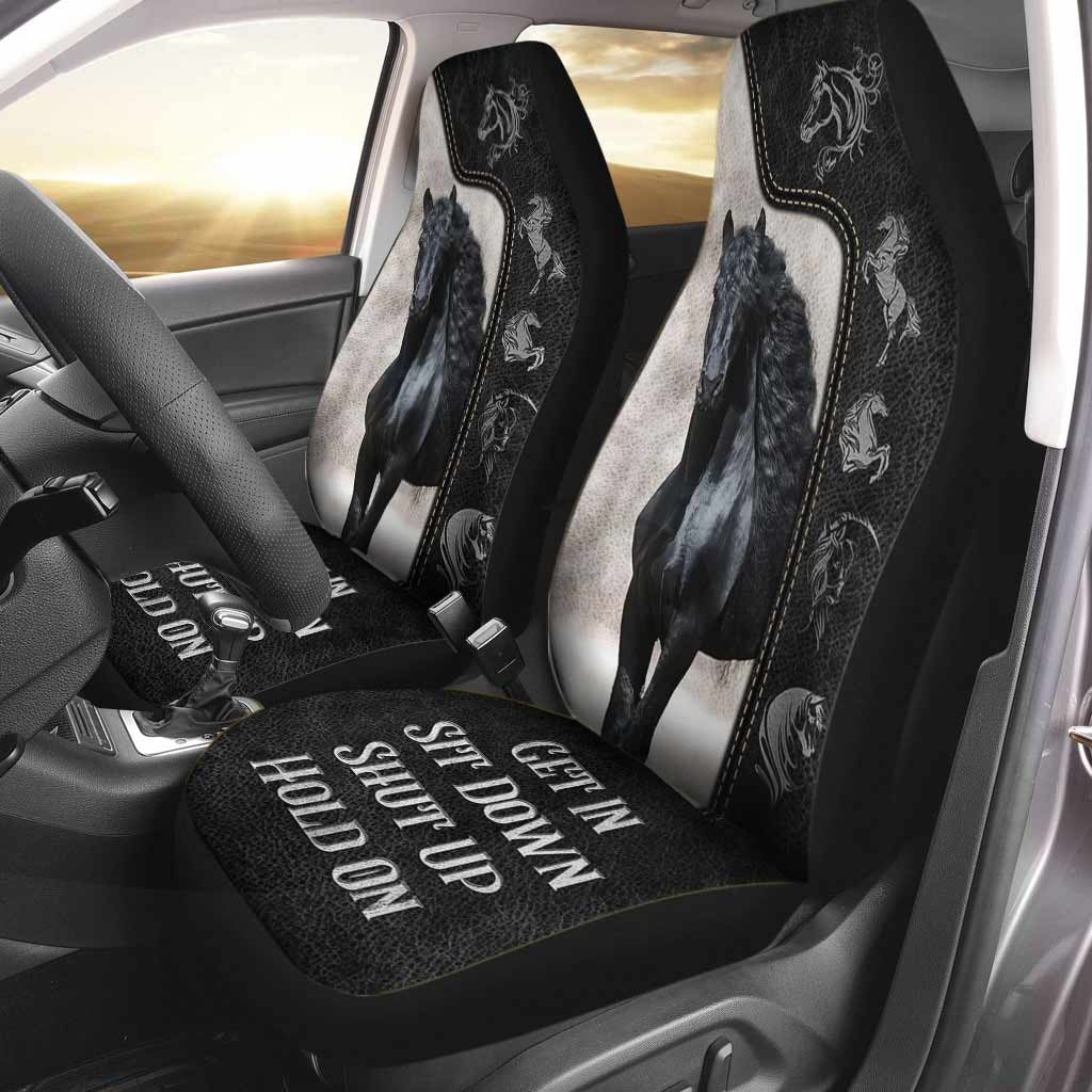 Get In Sit Down Shut Up Hold On Seat Cover/ Horse Front Car Seat Covers With Leather Pattern Print