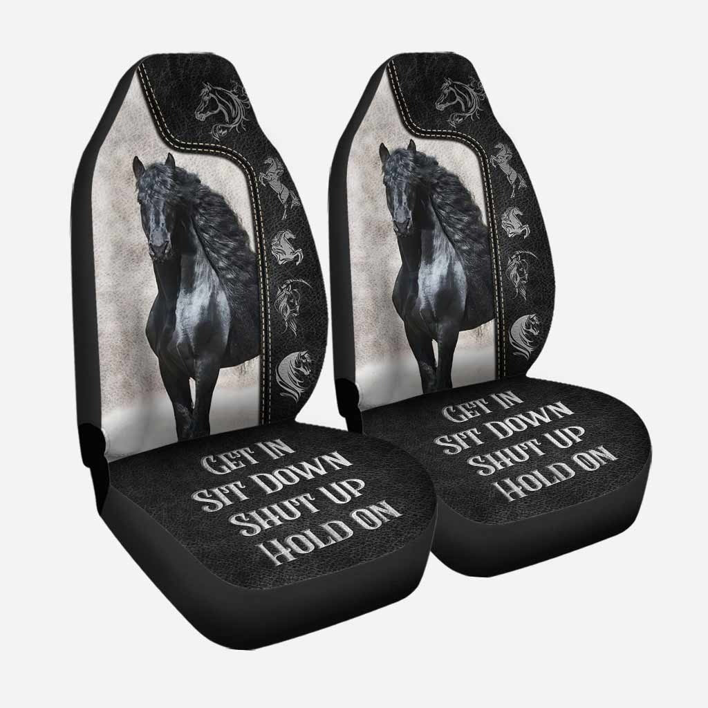 Get In Sit Down Shut Up Hold On Seat Cover/ Horse Front Car Seat Covers With Leather Pattern Print