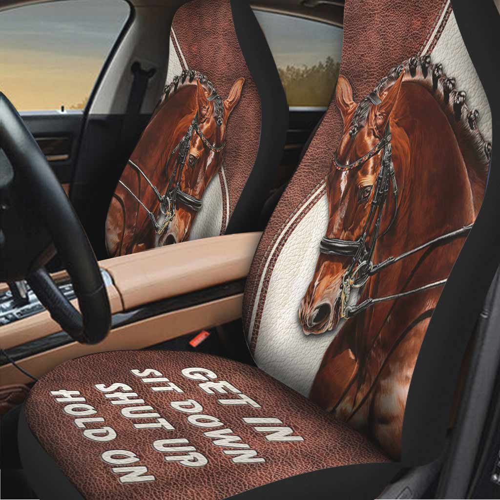 3D Full Printed Front Car Seat Cover For Horses Lover/ Seat Covers With Leather Pattern Print