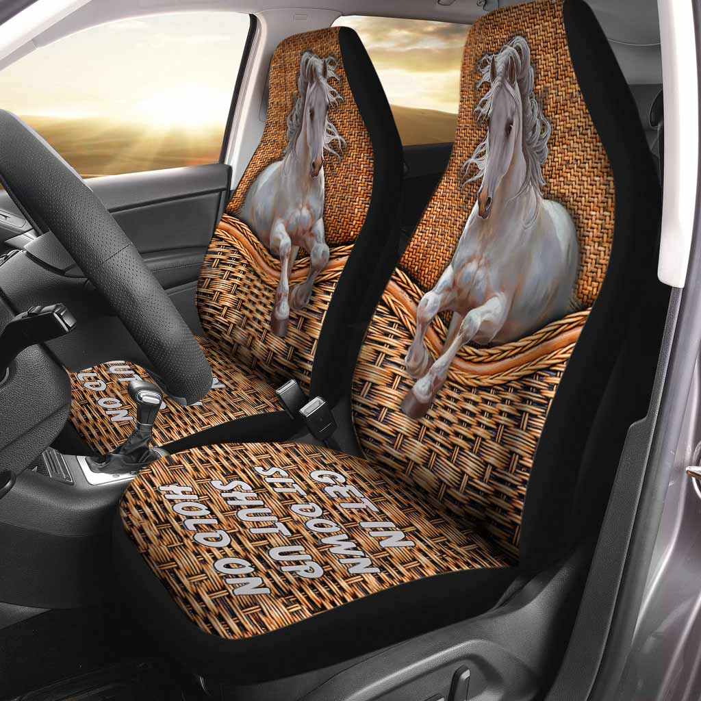 Front Car Seat Cover Love Horses Seat Covers With Coir Pattern